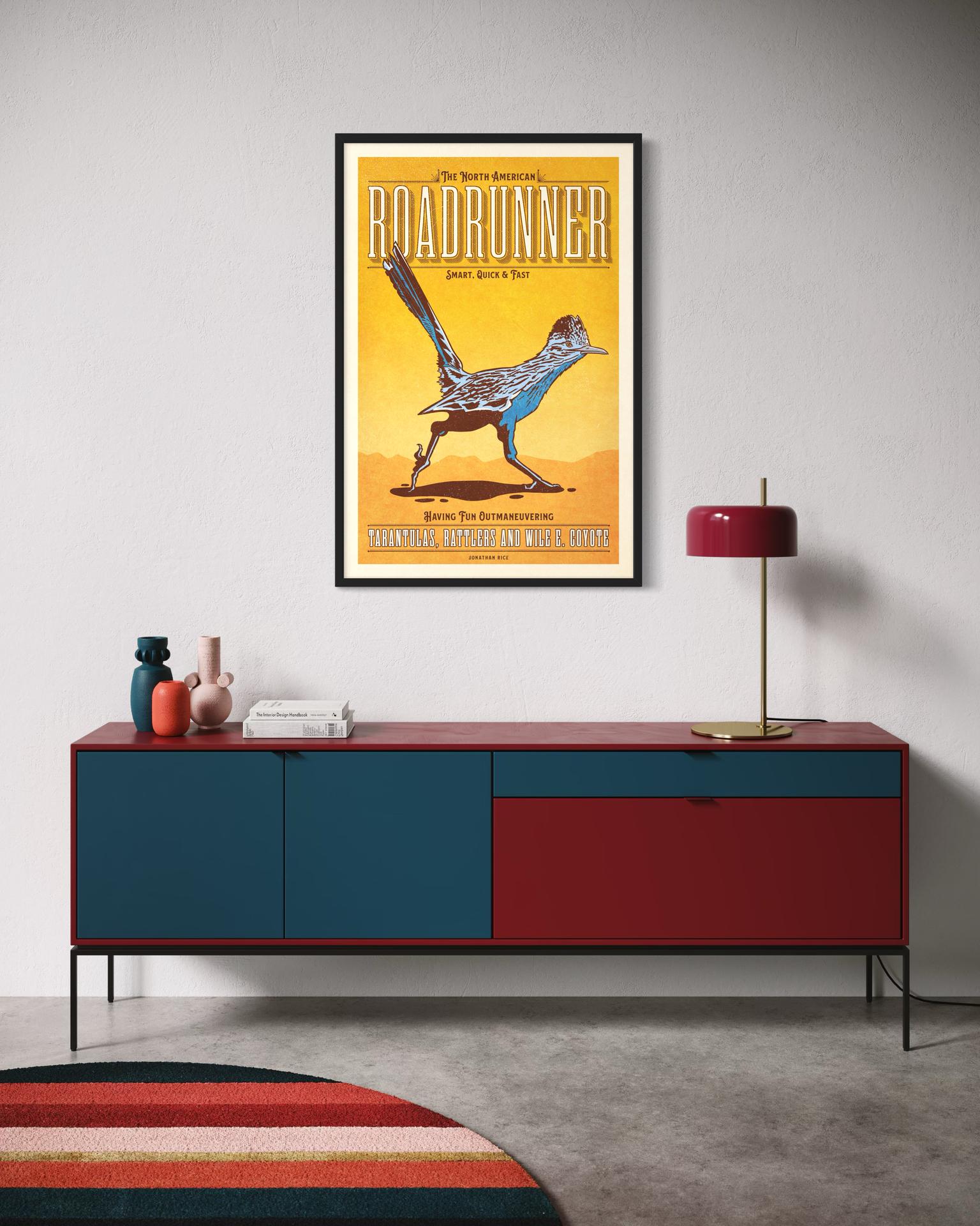 Roadrunner Poster | Vintage Animal Illustration | Graphic Wildlife