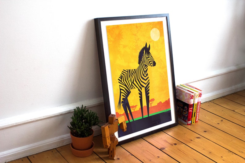 African Zebra Wall Art Print African Animal Art and Home Etsy