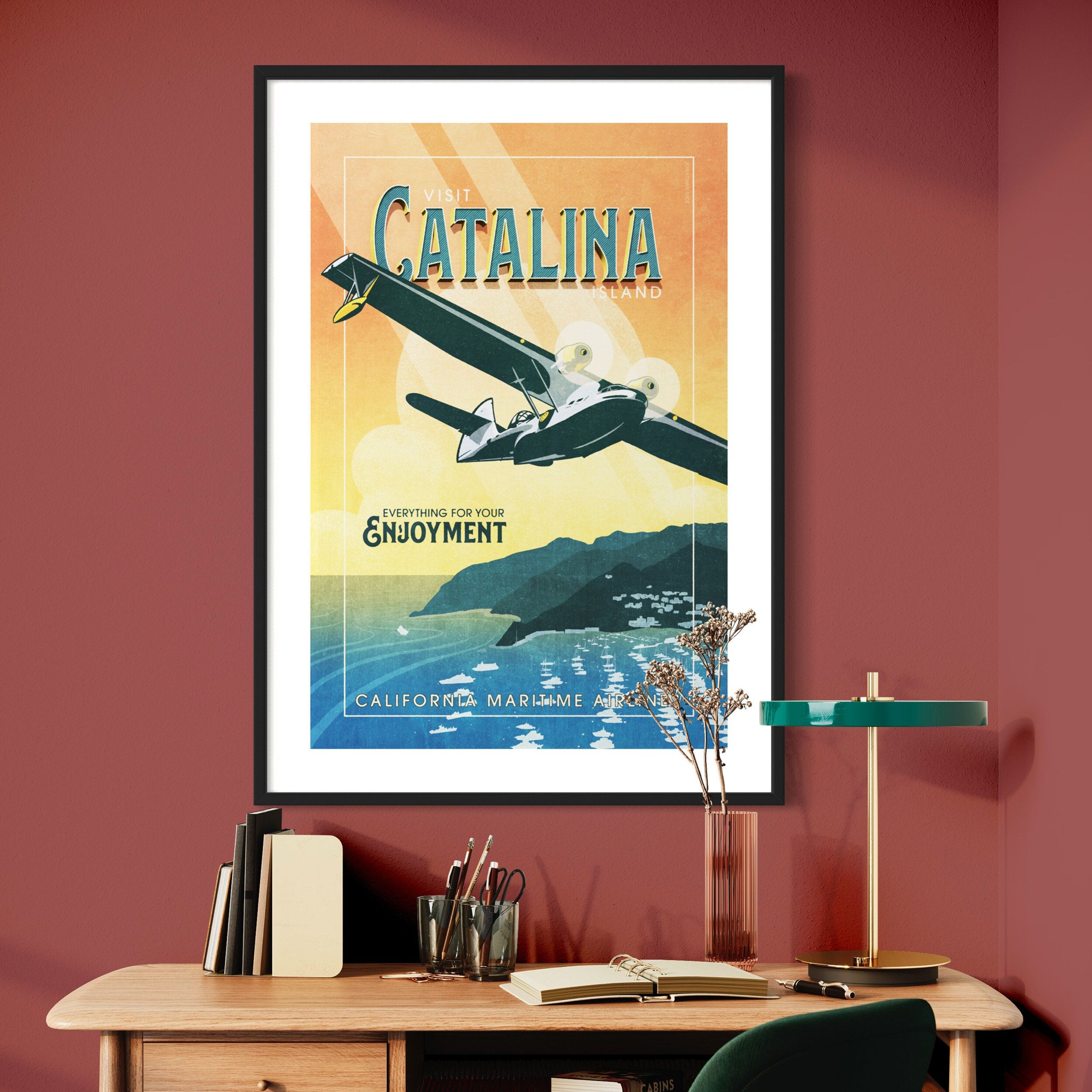 Retro style Catalina Island Giclée Art Print - PBY Catalina Airplane Poster -  Home Decor