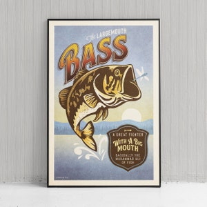 Largemouth Bass Art Print: retro Amerikaanse dierenposter