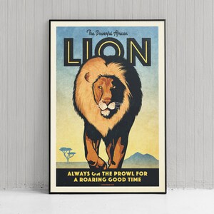 Retro Style Humorous Lion Poster Giclee Art Print