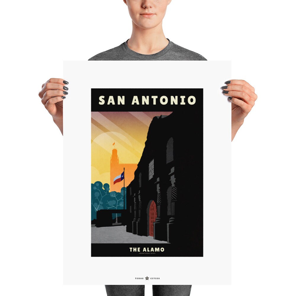 San Antonio Wall Art the Alamo Travel Poster Texas Wall Etsy
