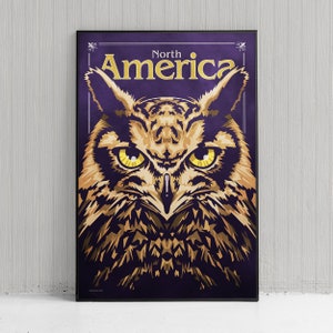 Bold Graphic Great Horned Owl Poster Giclee Art Print