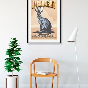 Retro Style Humorous Jackrabbit Poster - Jackrabbit Print - American ...
