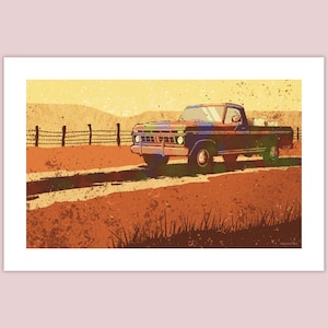 Impressão artística giclée de caminhonete moderna - pôster de caminhonete antiga - decoração para casa