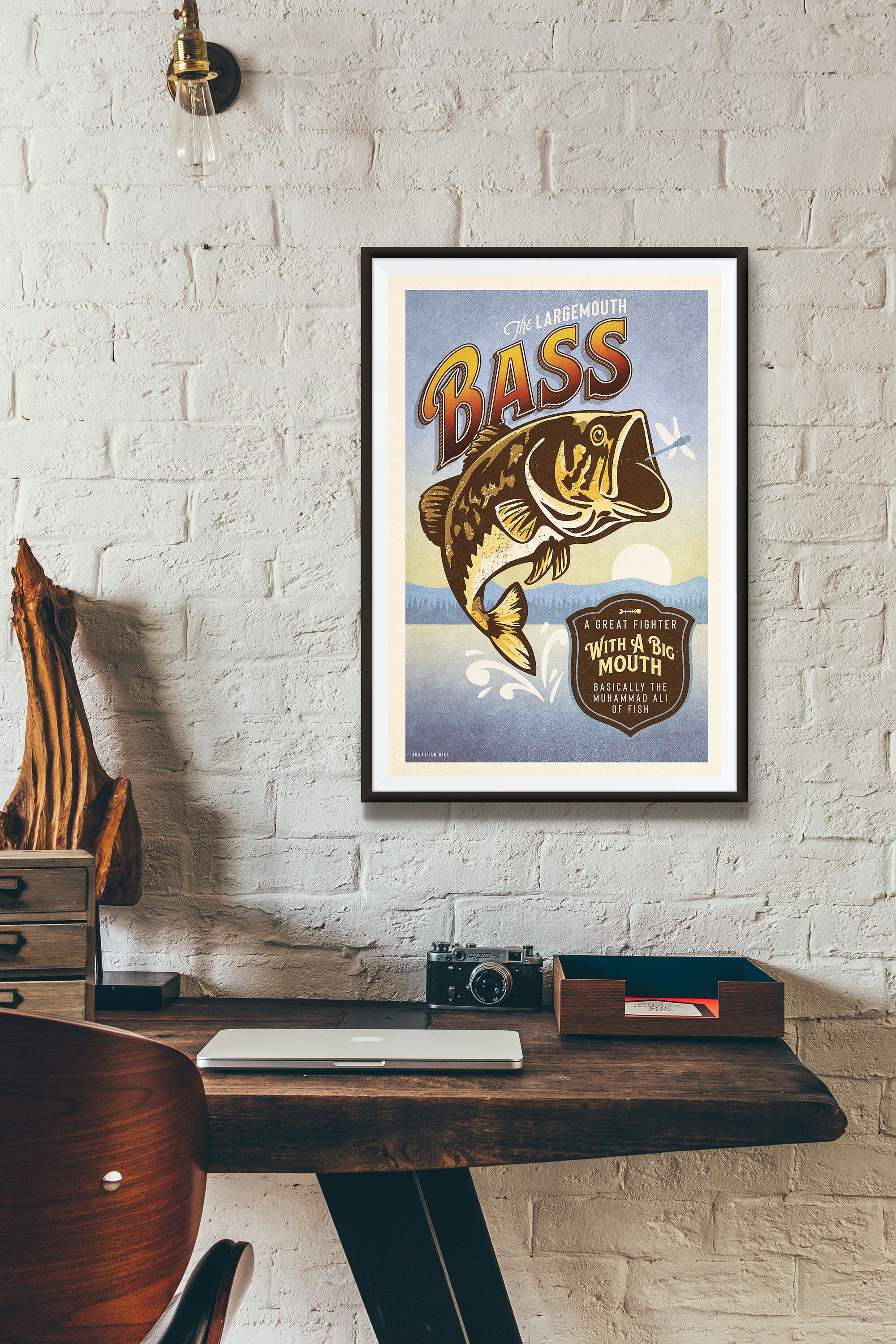 Retro Style Humorous Largemouth Bass Poster Giclee Art Print - The Creative  Visualist