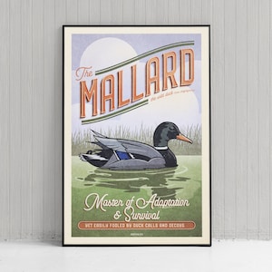 Vintage Inspired Humorous Mallard Duck Poster - Duck Print - American Animals - Home Decor