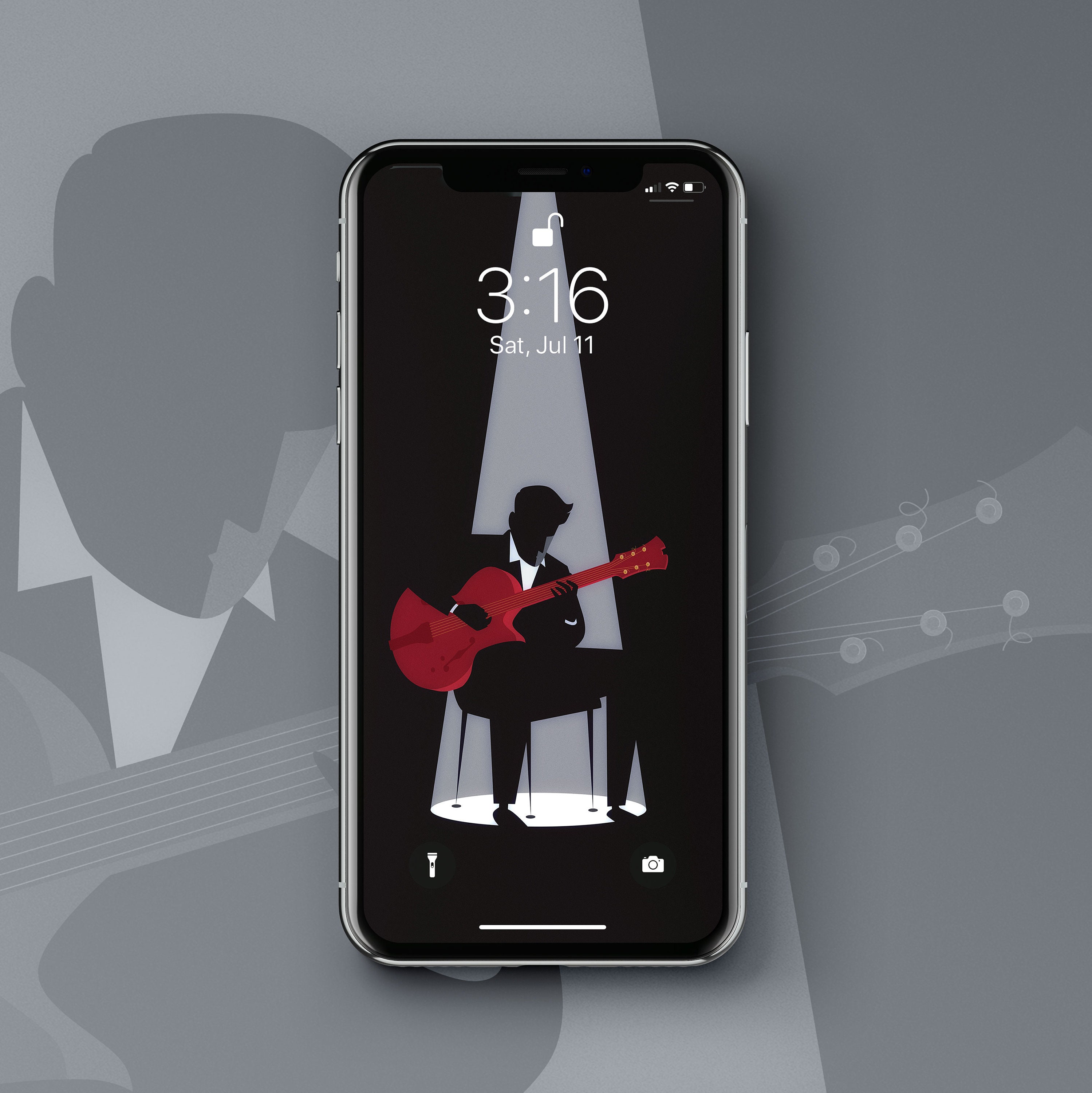 Jazz Music Lover Iphone Wallpaper Guitar Player Digital Etsy