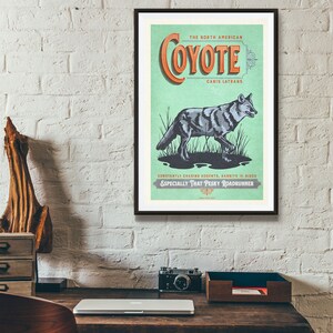 Retro Style Humorous Coyote Poster - Coyote Print - American Animals ...