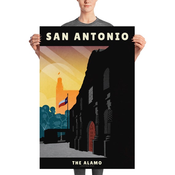 San Antonio The Alamo Texas United States Travel Advertisement Poster 