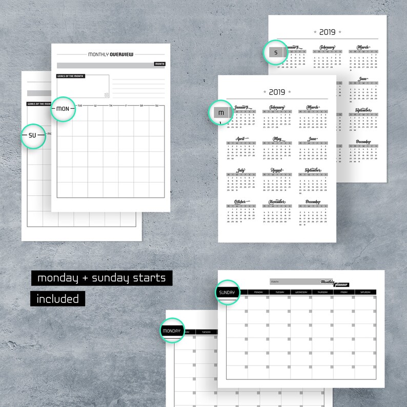 Goal Planner Printable 2019, Goal Tracker, Printable PDF, Calendar ...