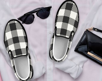 black and white plaid shoes