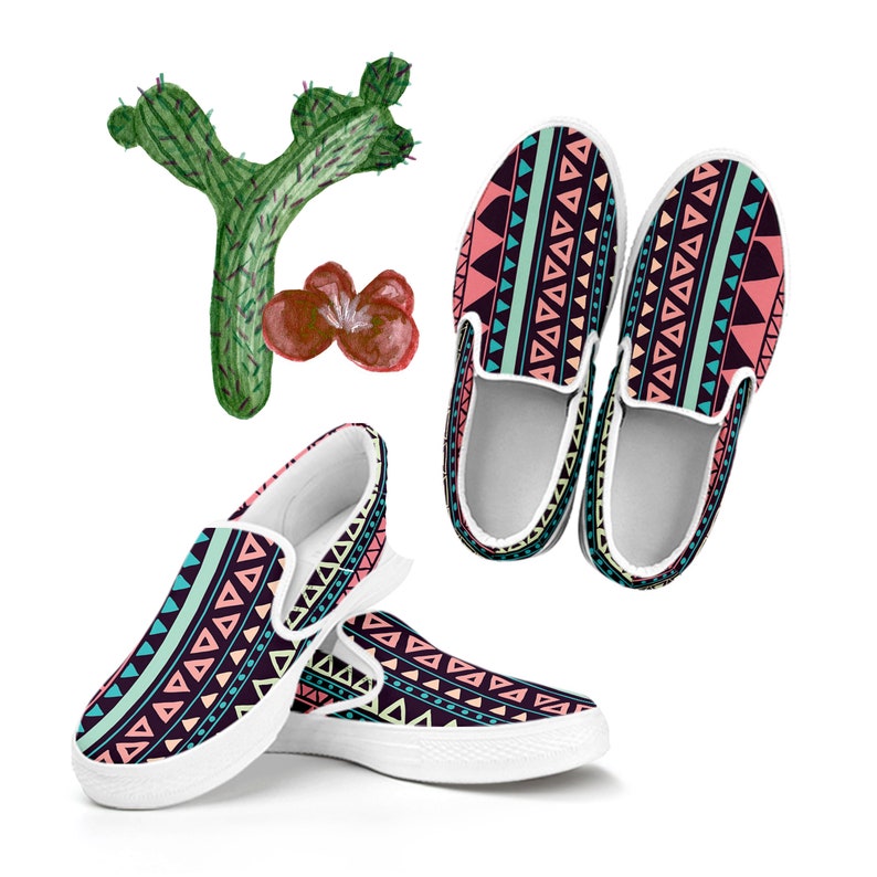 Aztec Pattern Slip On Shoes Western Aztec Tribal Womens