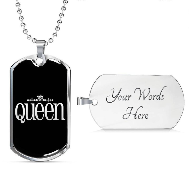 Queen Necklace Queen Themed Gift Queen Crown Personalized Gift Black