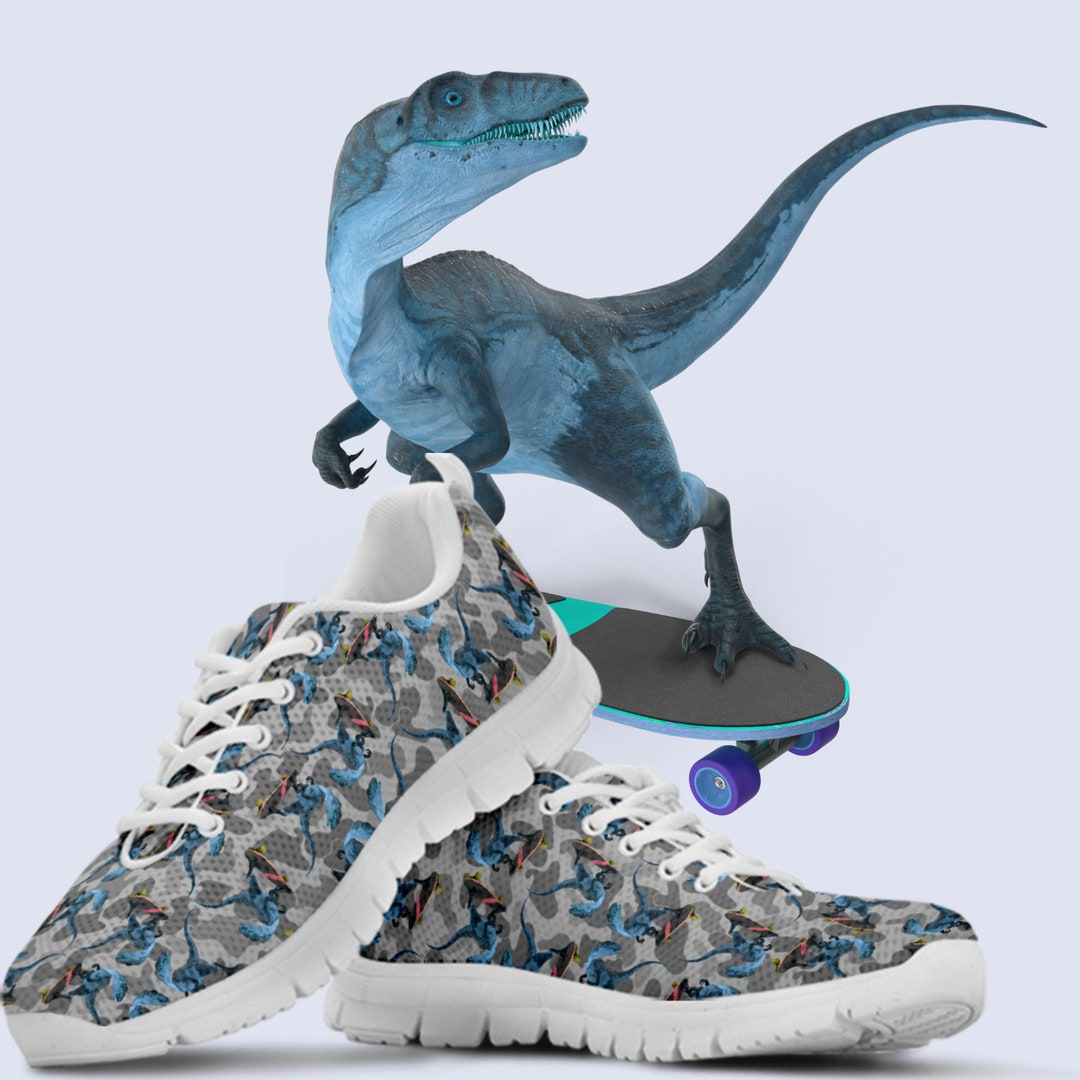 Kids Dinosaur Shoes Trex on Skateboard Girls Dinosaur Print Shoes