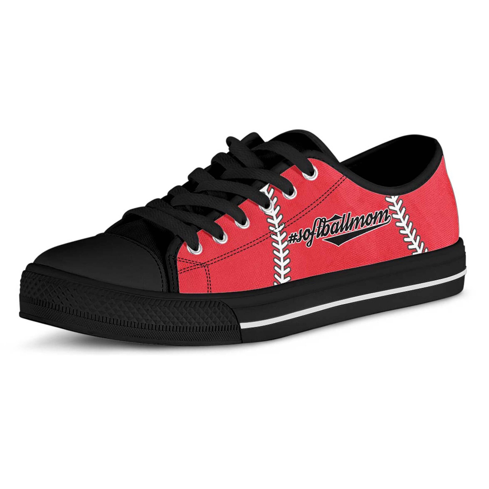 Custom Sneakers Softball Mom Women's Red Sneakers Sneaker Etsy
