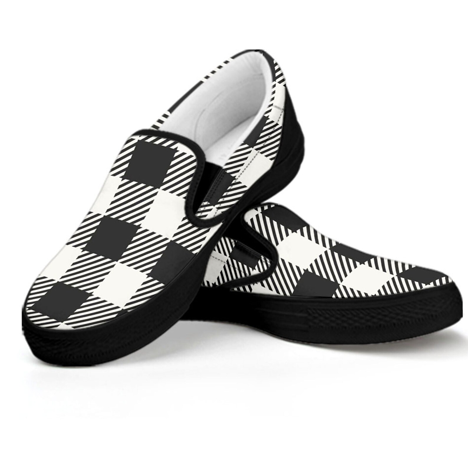 Plaid Shoes Buffalo Check Shoes Black White Plaid Buffalo Etsy