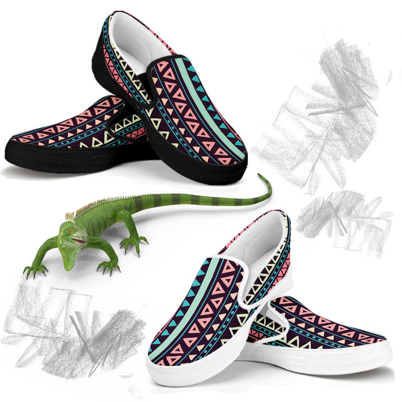 Aztec Pattern Slip On Shoes Western Aztec Tribal Womens