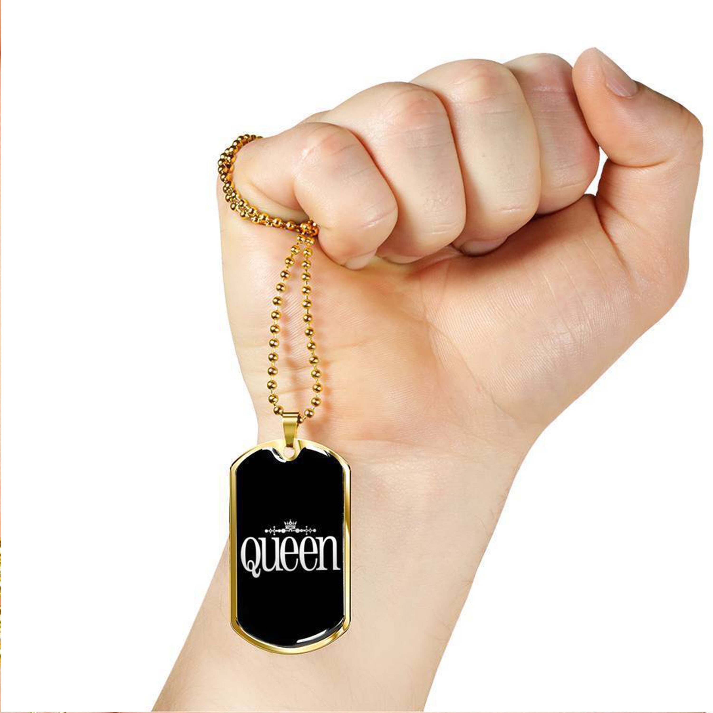 Queen Necklace Queen Themed Gift Queen Crown Personalized Gift Black