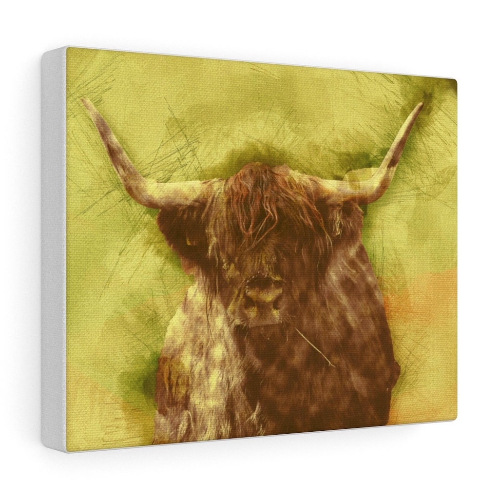 Highland Cow Print Wall Decor Canvas Art Angus Cattle Highland | Etsy