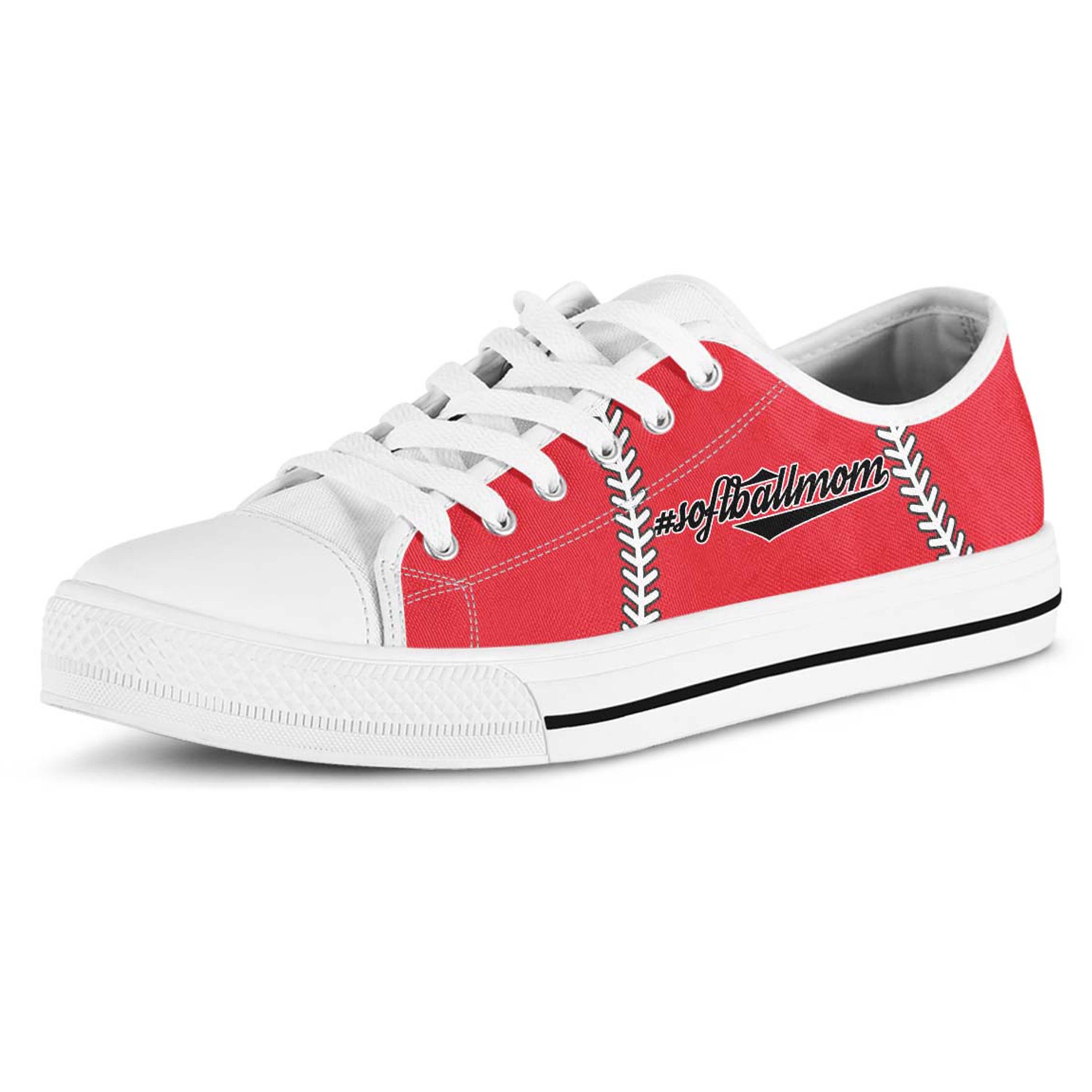 Custom Sneakers Softball Mom Women s Red Sneakers Sneaker Custom