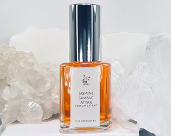 JASMINE SAMBAC ATTAR 100% Pure Essential Oil Perfume, All Natural, Botanical, No Synthetics, Vegan, Fresh Fruity Floral Clean Perfume