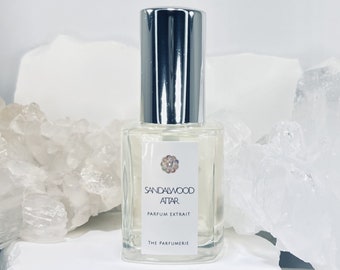 SANDALWOOD ATTAR Pure Essential Oil Perfume, 100% All-Natural Botanical Santalum Album No Synthetics, Vegan Clean Fragrance, Paraben-Free