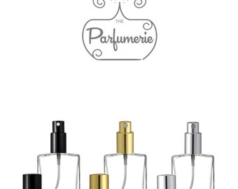 Perfume Atomizer, Glass Perfume Spray Bottle 1/2 oz Flat shape, Qty: 12, 24 - Small Perfume Bottle, Perfume Travel Bottle, Refillable