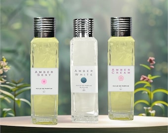 AMBER OILS - Amber Cream, Amber Sexy and Amber White Unisex Premium Perfume Oils / Perfume Travel Bottle / Alcohol-Free Aroma / Cruelty-Free