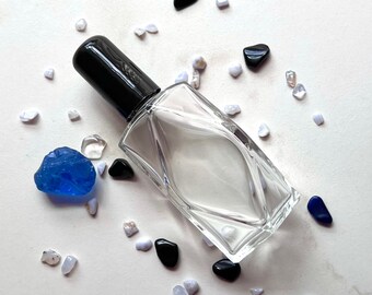 GLASS PERFUME BOTTLE, Qty: 6/12/24 Cologne Bottle, Diamond Shape 2 oz./60 ml Empty Perfume Bottle for Essential Oils, Perfume Oils, Elixirs