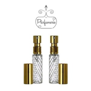 Set of 2: 1/3 oz. Glass Atomizer Refillable Purse Travel Size GOLD METALLIC Top Fine Mist Perfume Cologne (2 Swirl Bottles) Free Ship