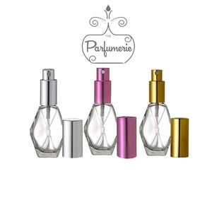 Diamond Shape Atomizer Sprayer SPRAY BOTTLE Replacement Refillable Glass Perfume Cologne Essential Oil Empty 12 Bottles Pack 1 oz. or 2 oz.*