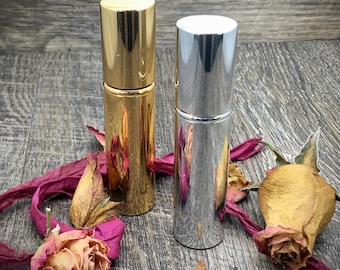Metallic Spray Atomizer Bottle 12 ml (QTY 1) Travel Perfume Bottle, Shiny Gold & Silver