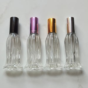 1 Fine Mist Atomizer Glass Luxury Perfume Bottle, 0.6 oz. Tulip Style, Perfume Travel Bottle, Spray Perfume Bottle, Body Mist Sprays, Unisex