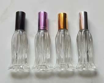 6 Fine Mist Atomizer Glass Perfume Bottles, 0.6 oz., Tulip Style, Travel SPRAY BOTTLE for Perfume Oils, Essential Oils and Body Mist Sprays