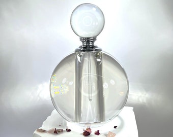 Crystal Perfume Bottle - Crystal Sphere, Refillable Perfume Bottle, Glass Perfume Bottle, Perfume Oil Bottle, Unisex Vanity Decor for Attars