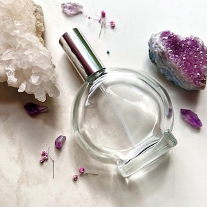 3.4 oz. Flat Round Glass Perfume Refillable Perfume Atomizer QTY: 1 or 3- Fragrancia Aroma Beauty Perfume Extra Large Perfume Bottles 100 ml