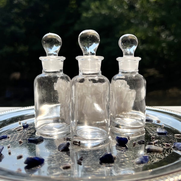 1 oz. Clear Apothecary Bottle, 30 ml Glass Perfume Bottle Ground Glass Top Qty: 1,2,3 Fragrancia, Alchemy, Reagant Bottle, Elixir, Wicca