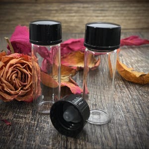 1 dram kleine glazen injectieflacons (24 stuks) 3,7 ml zwarte lekvrije doppen | Parfummonsterflessen