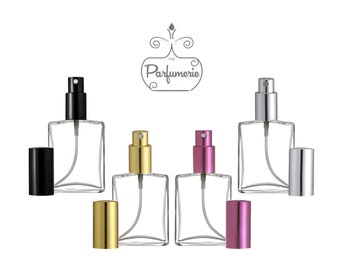 12 Glass PERFUME BOTTLE 1 oz./ 30 ml or 2 oz. /60 ml Flat Atomizer, Refillable Replacement Empty, Wholesale Spray Holiday Gifts for Teachers