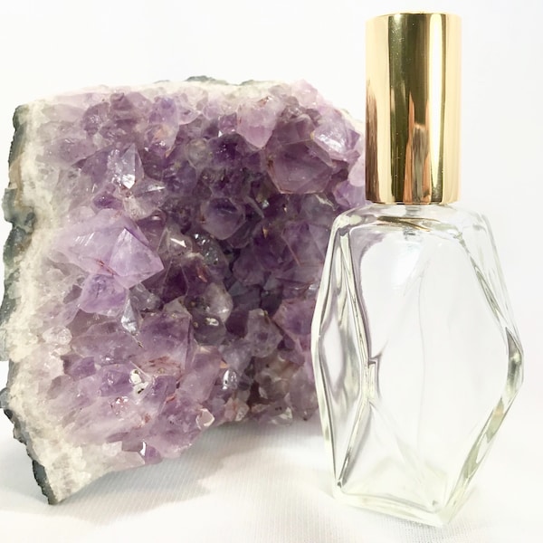 Spray Perfume Bottle Diamond Geometrical Shape (Qty 6) 30 ml, 1 oz. or 60 ml, 2 oz. Luxury Atomizer Refillable Cologne Essential Oil  Empty