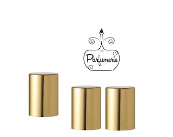 72 Polished Gold Roll On Bottle CAPS for 5ml & 10ml Essential Oil, Perfume, Cologne, Lip Gloss, Serum, Potion Bottles Made in USA