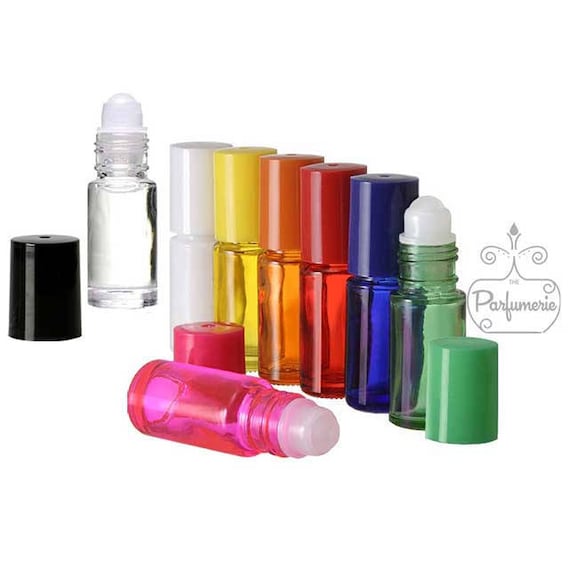 24 Pack Glass Roller 5 ML, Colored Essential Oil Roller Bottles, Bulk  Perfume Bottles, Roll on Perfume Glass Bottle 