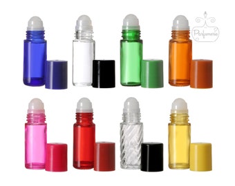 6 Glass Roll On Bottles, 1 oz. Roller Bottle, 30 ml Roller Bottle, Roll On Deodorant, Coloured Glass Bottles options, Perfume Travel Bottle