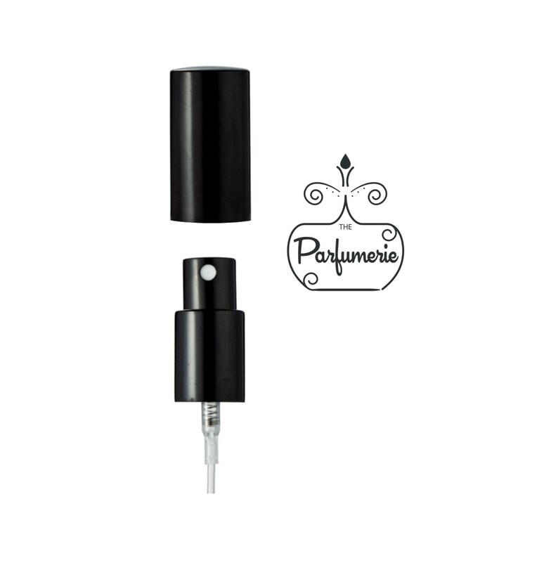 The Parfumerie offers black spray pumps for perfume bottles.