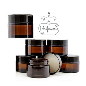 1 oz. AMBER Glass Jar Qty: 1 For Cosmetic Makeup Lotion Beauty Supplies WHOLESALE Empty Container Private Label Beard Balm Sugar Scrub Salt