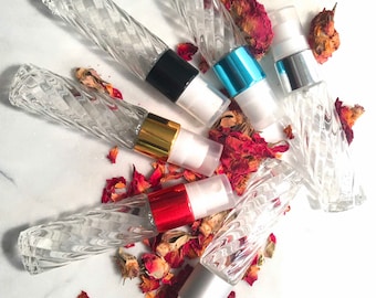 PERFUME ATOMIZER Refillable Purse & Travel Size Glass Swirl Spray  10 ML. 1/3 oz. Premium Essential Oil Blend Sprayer Bottle Pack of 6