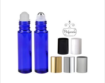 Empty Essential Oil Rollers, Perfume Bottles, (Qty: 12), Cobalt Blue 10 ml, Fragrance Oils, Glass Roll On Bottle, UV Resistant, Travel Size