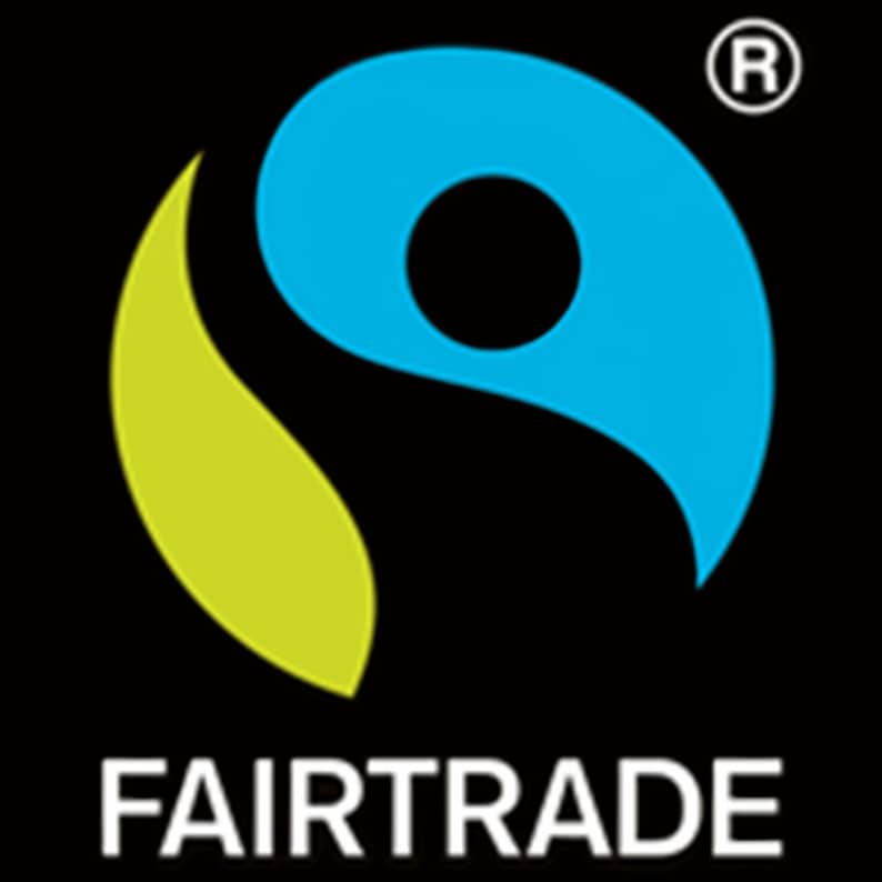 The Fairtrade symbol helps workers and farmers from developing countries obtain a fair living wage for their labor. By purchasing these goods you are supporting a system that aims to reduce world poverty and create sustainable development.