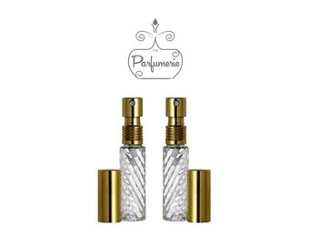 Set of 2: 1/3 oz. Glass Atomizer Refillable Purse Travel Size GOLD METALLIC Top Fine Mist Perfume Cologne (2 Swirl Bottles) Free Ship